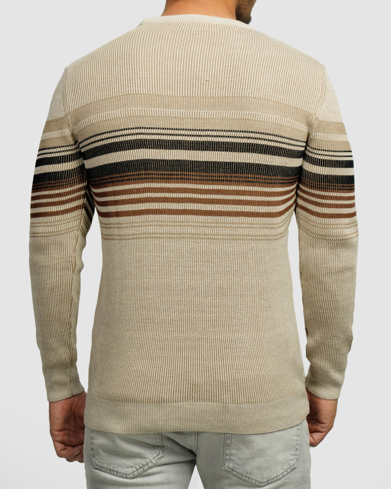 خرید و قیمت پلیور بافت یقه گرد طرح دار مردانه کرم 84458141