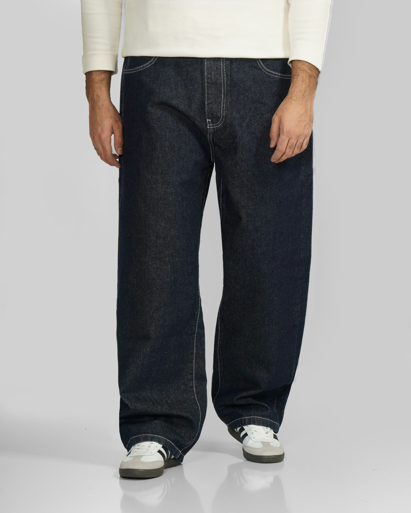 خرید و قیمت شلوار جین بگ (Baggy) ساده مردانه سرمه ای تیره 24424823