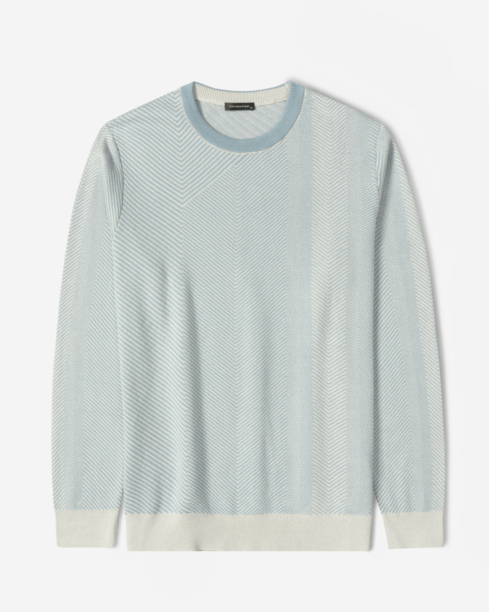 پلیور بافت یقه گرد طرح دار مردانه آبی 84458137