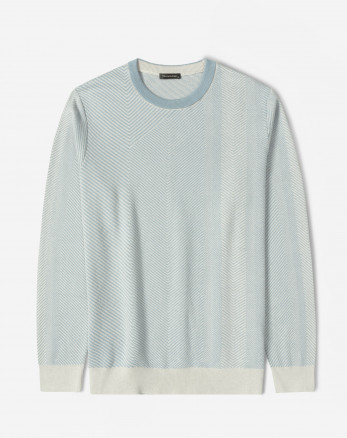 پلیور بافت یقه گرد طرح دار مردانه آبی 84458137