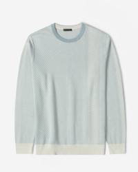 پلیور بافت یقه گرد طرح دار مردانه آبی 84458137