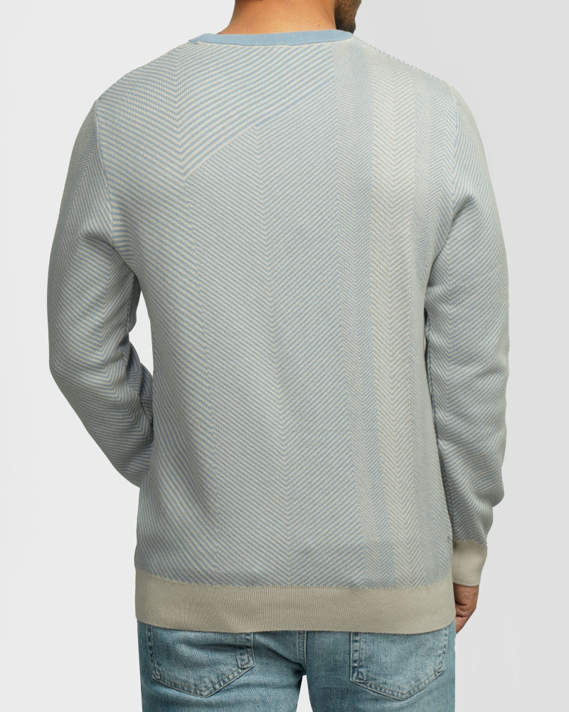 پلیور بافت یقه گرد طرح دار مردانه آبی 84458137