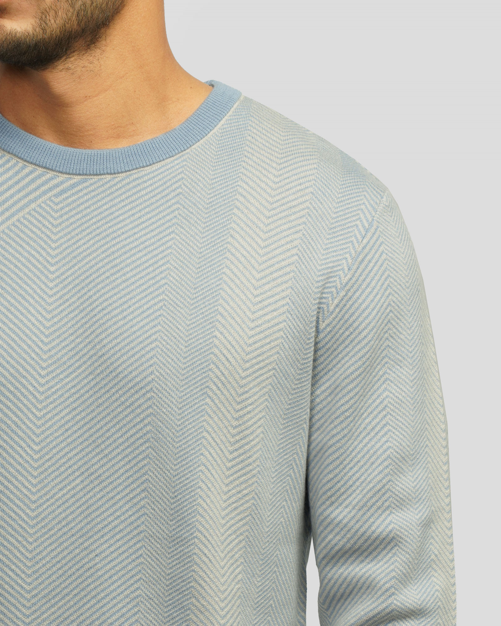 پلیور بافت یقه گرد طرح دار مردانه آبی 84458137