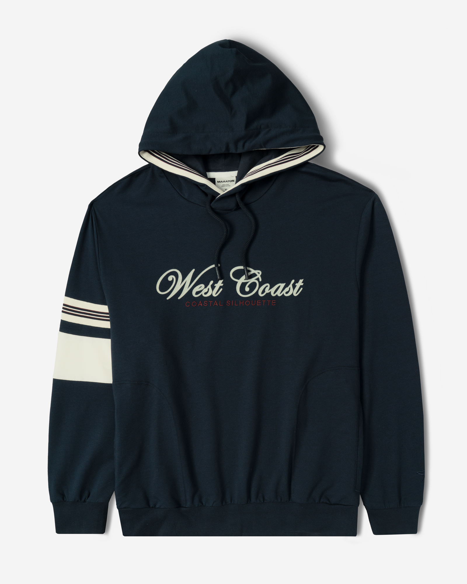 هودی کلاه دار طرح دار مردانه سرمه ای 84471285