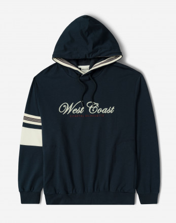 هودی کلاه دار طرح دار مردانه سرمه ای 84471285