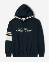 هودی کلاه دار طرح دار مردانه سرمه ای 84471285