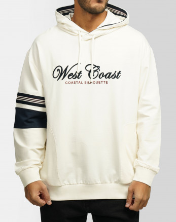 هودی کلاه دار طرح دار مردانه کرم 84471285