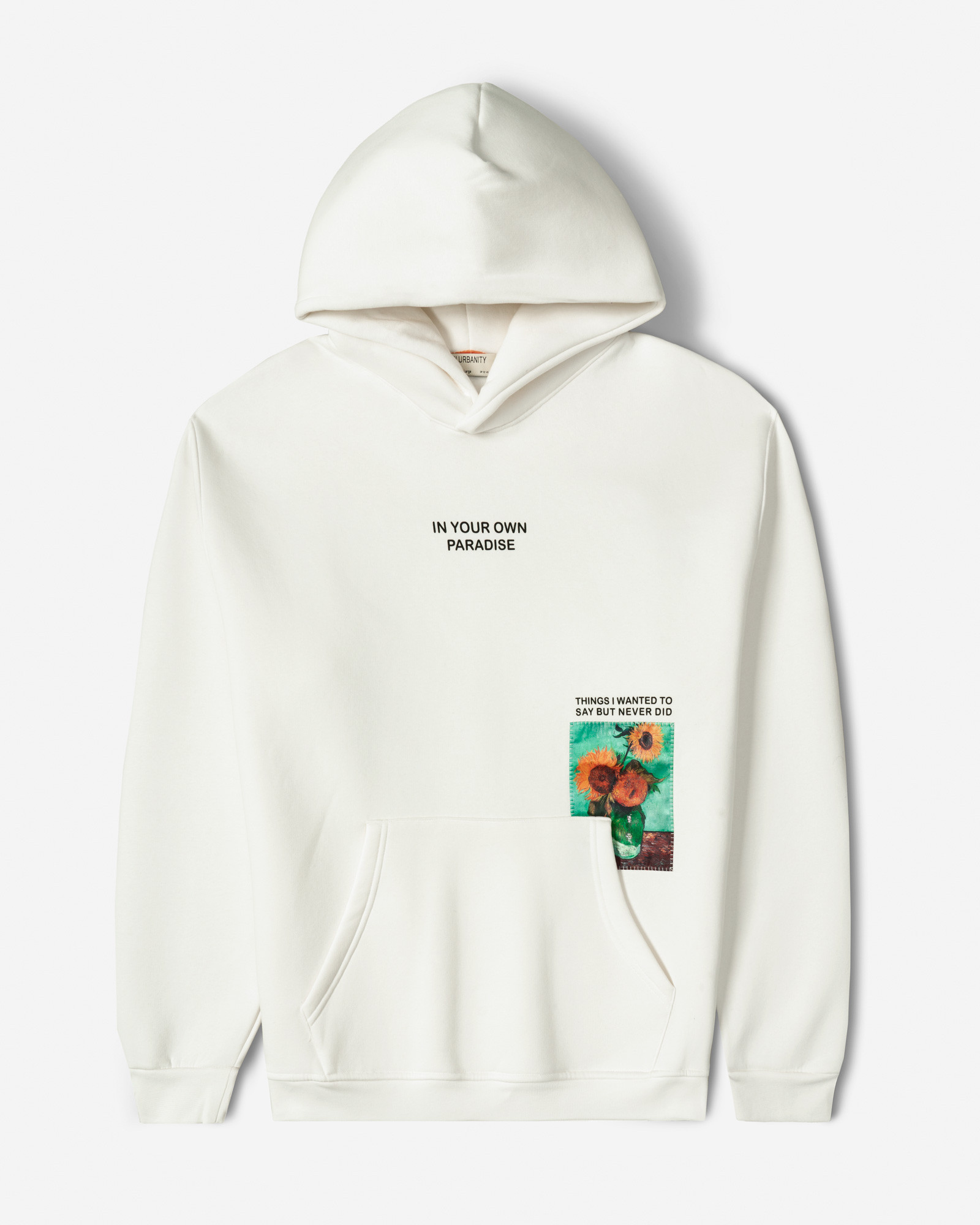 خرید و قیمت هودی کلاه دار طرح دار مردانه سفید 84471287