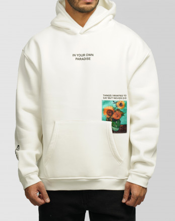 خرید و قیمت هودی کلاه دار طرح دار مردانه سفید 84471287