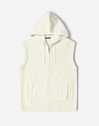 جلیقه بافت مردانه کلاه دار کرم 84414137