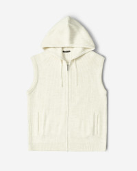 جلیقه بافت مردانه کلاه دار کرم 84414137