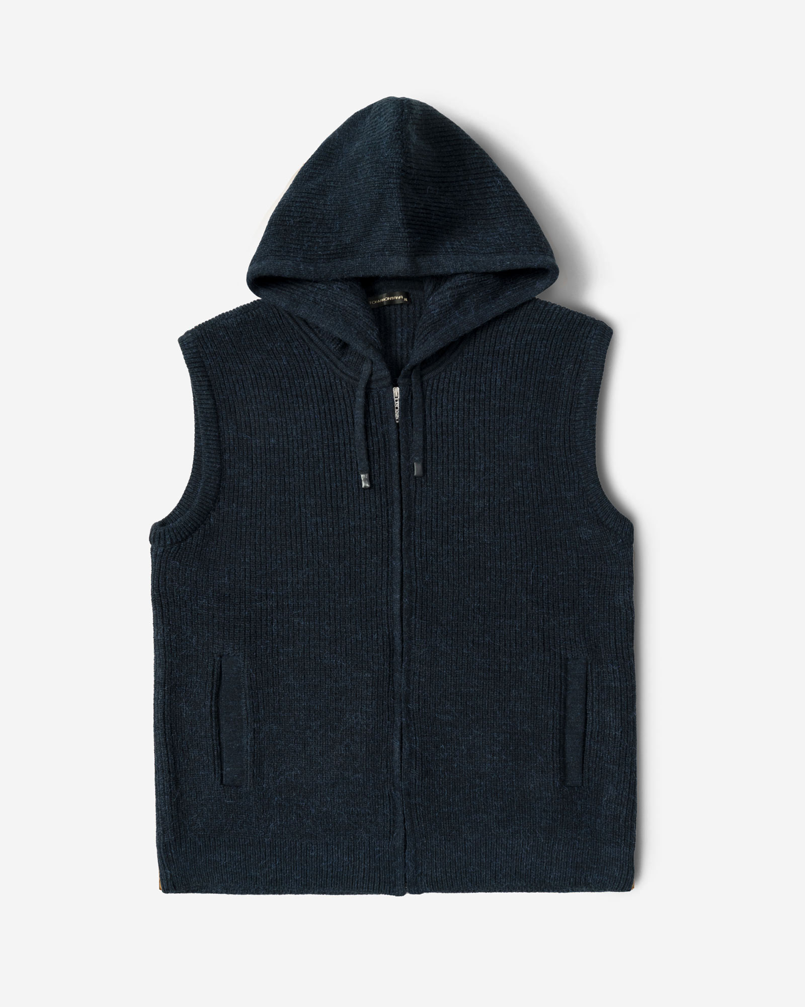 جلیقه بافت مردانه کلاه دار سرمه ای 84414137