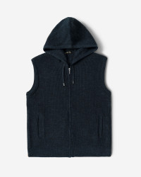 جلیقه بافت مردانه کلاه دار سرمه ای 84414137