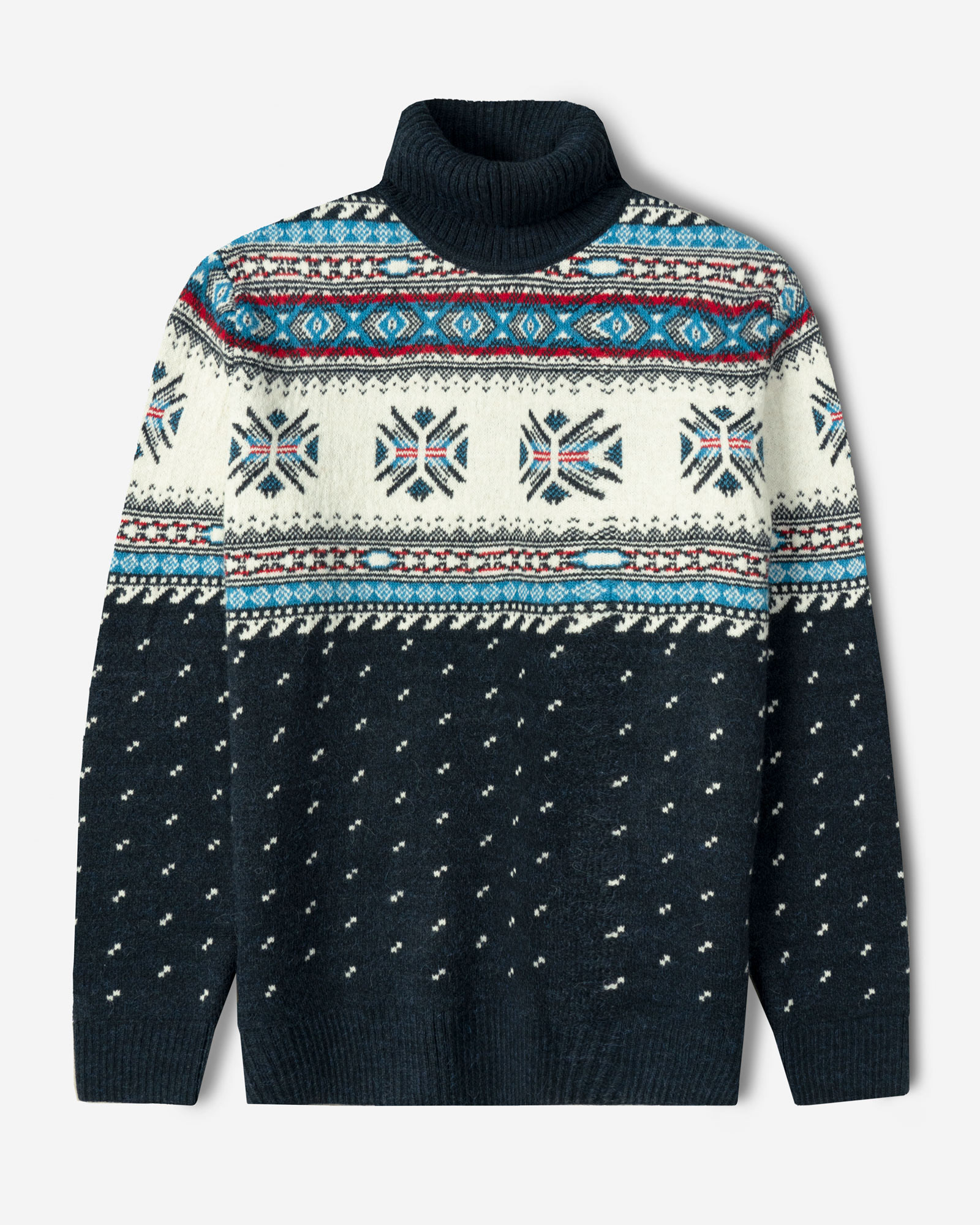 پلیور بافت یقه اسکی طرح دار مردانه سرمه ای 84479120