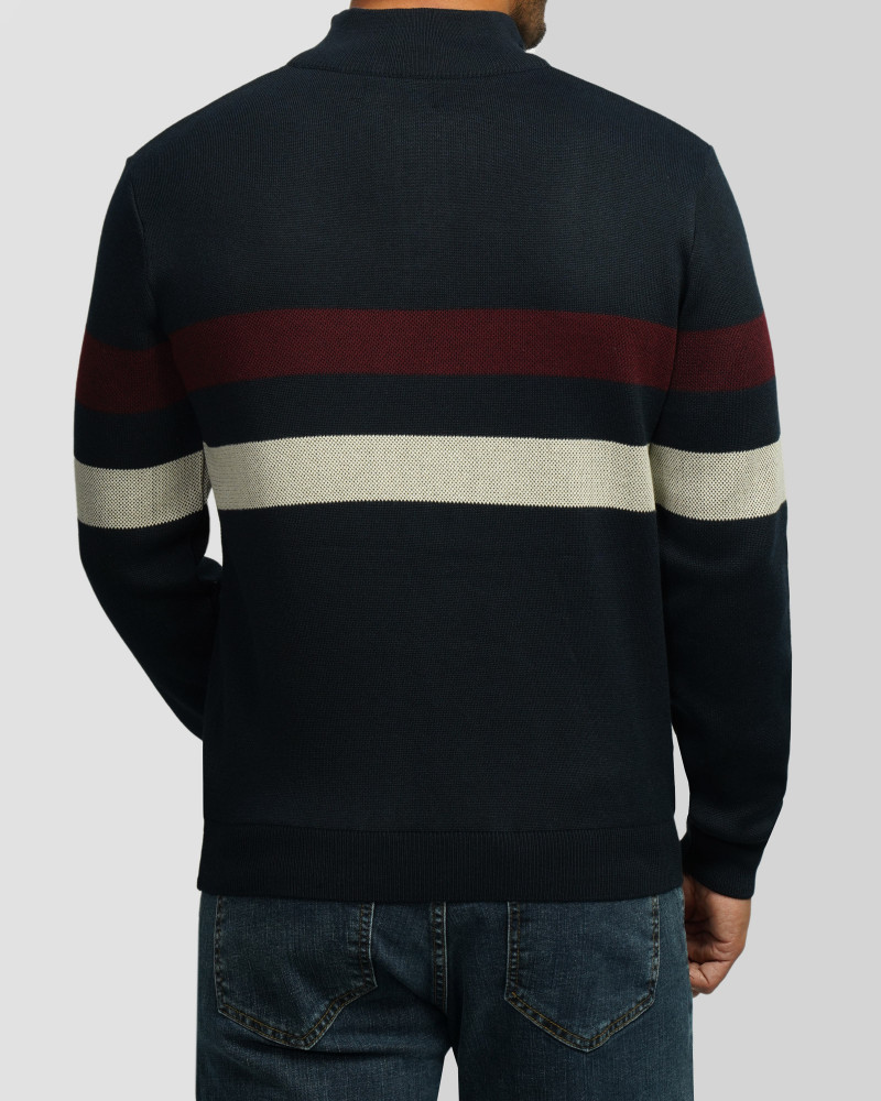 خرید و قیمت پلیور بافت نیم زیپ مردانه سرمه ای 84441143