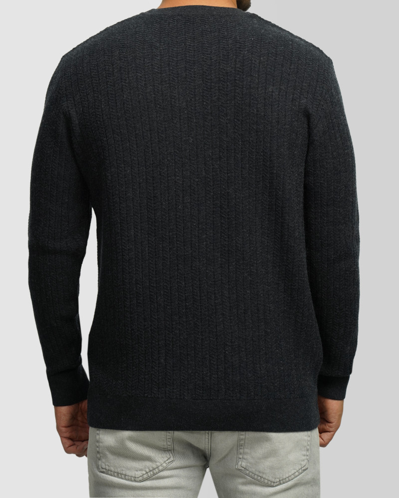 خرید و قیمت پلیور بافت یقه گرد مردانه ذغالی 84458138