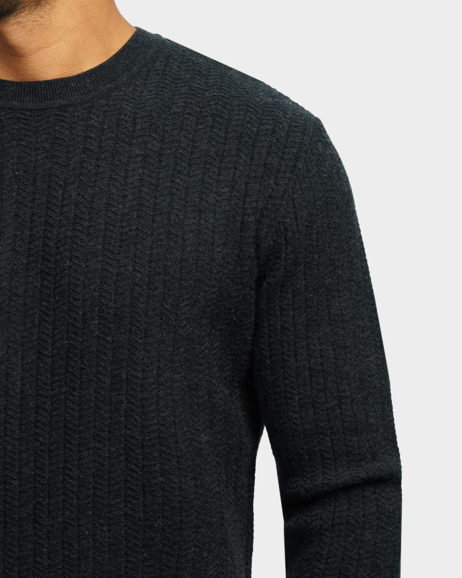 خرید و قیمت پلیور بافت یقه گرد مردانه ذغالی 84458138