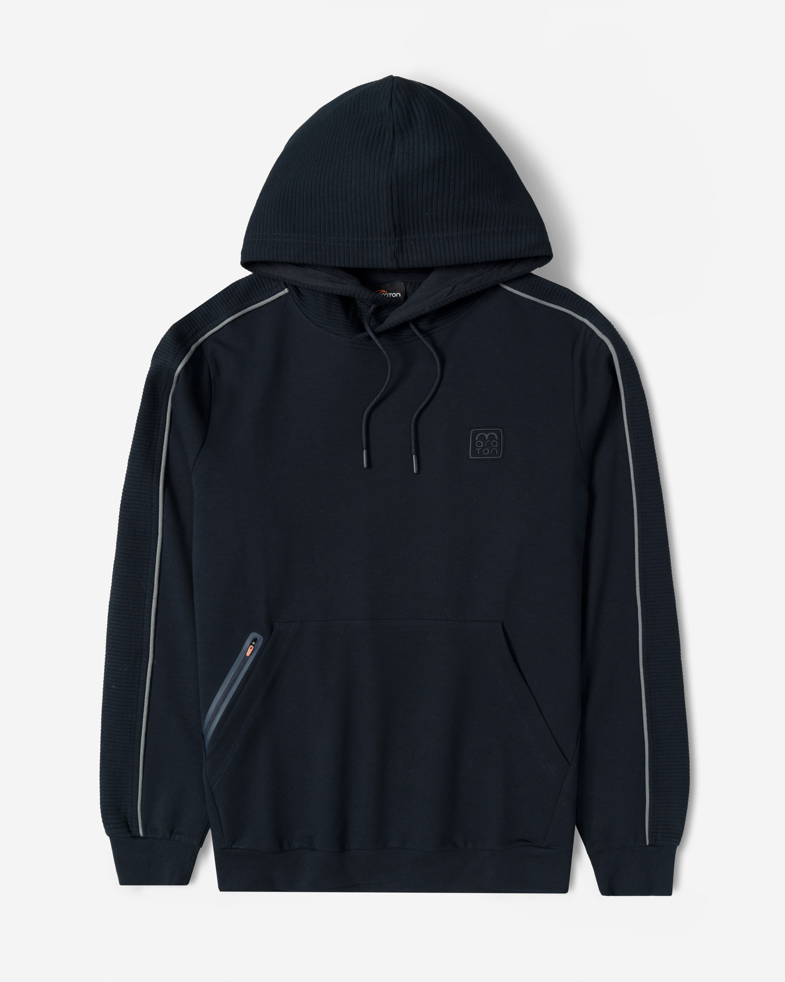 هودی کلاه دار طرح دار مردانه سرمه ای 84471286