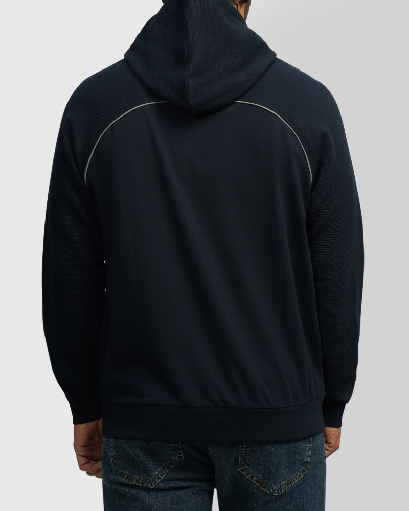 هودی کلاه دار طرح دار مردانه سرمه ای 84471286