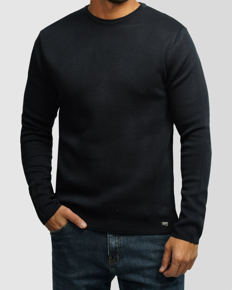 خرید و قیمت پلیور بافت یقه گرد مردانه سرمه ای 84458140