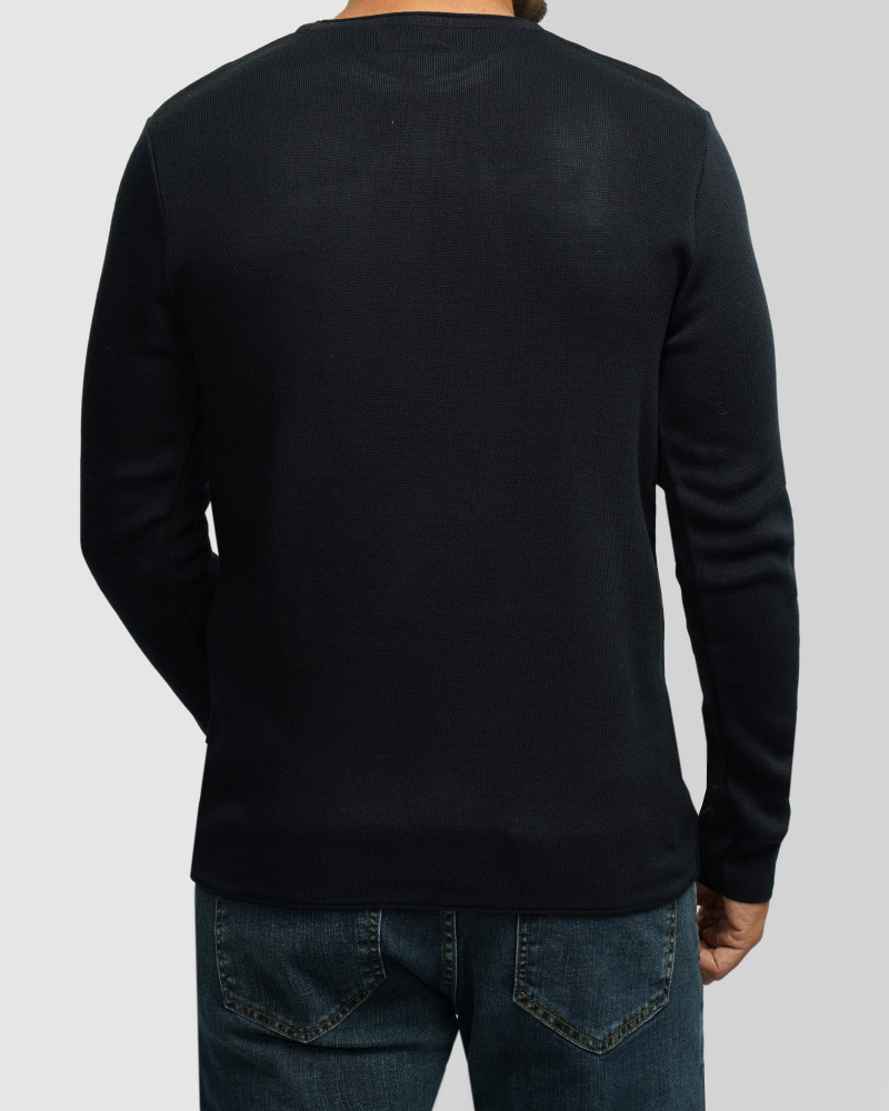 خرید و قیمت پلیور بافت یقه گرد مردانه سرمه ای 84458140