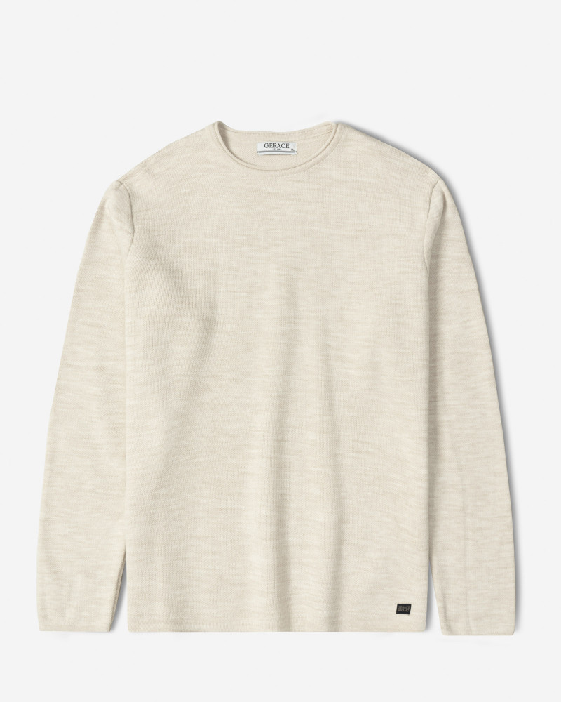 خرید و قیمت پلیور بافت یقه گرد مردانه کرم 84458140