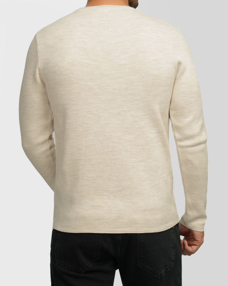 خرید و قیمت پلیور بافت یقه گرد مردانه کرم 84458140