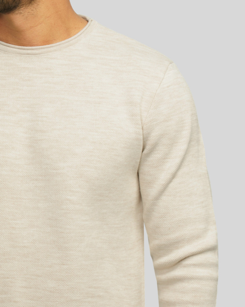 خرید و قیمت پلیور بافت یقه گرد مردانه کرم 84458140