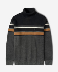 پلیور بافت یقه اسکی طرح دار مردانه ذغالی 84479123