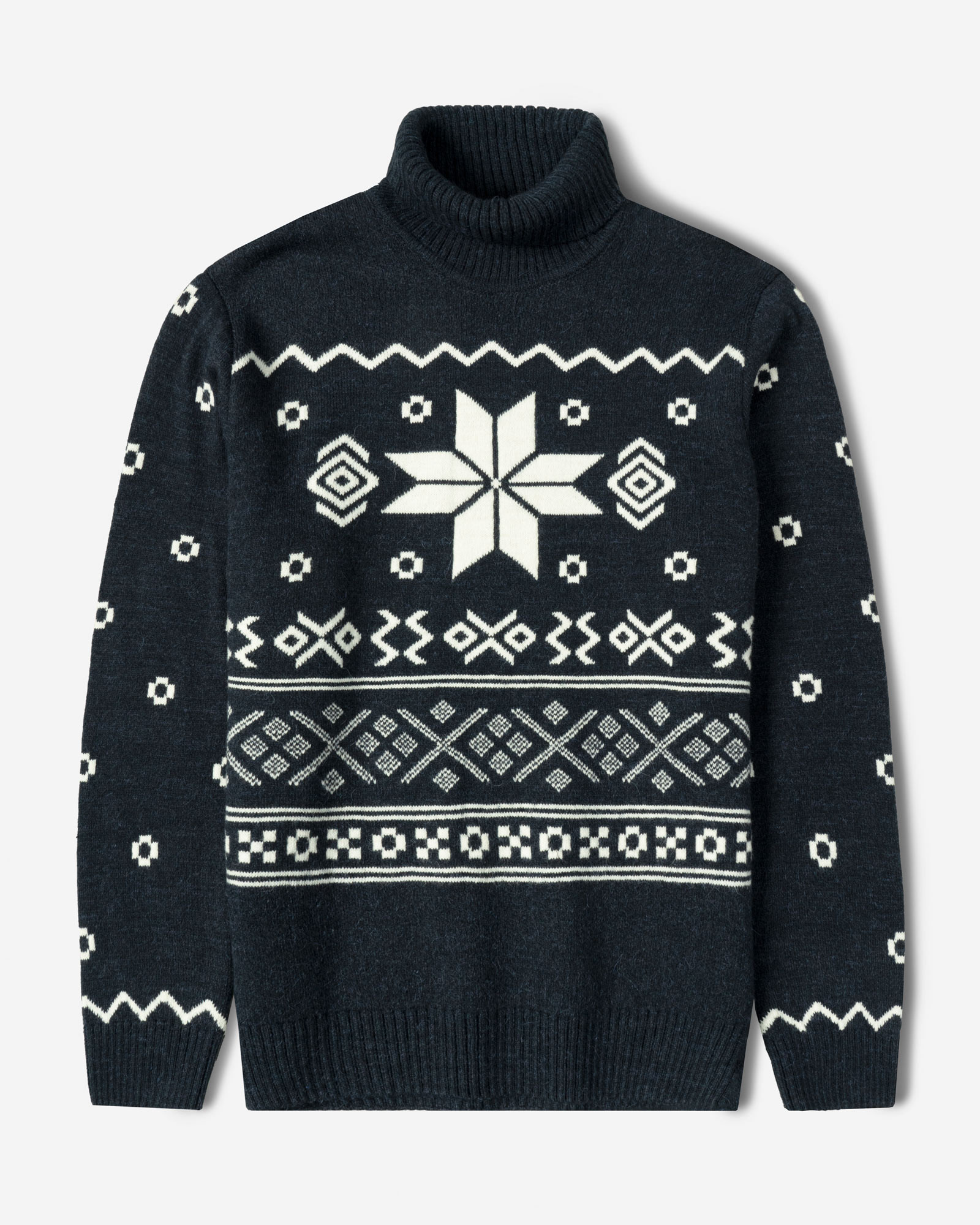 پلیور بافت یقه اسکی طرح دار مردانه سرمه ای 84479121