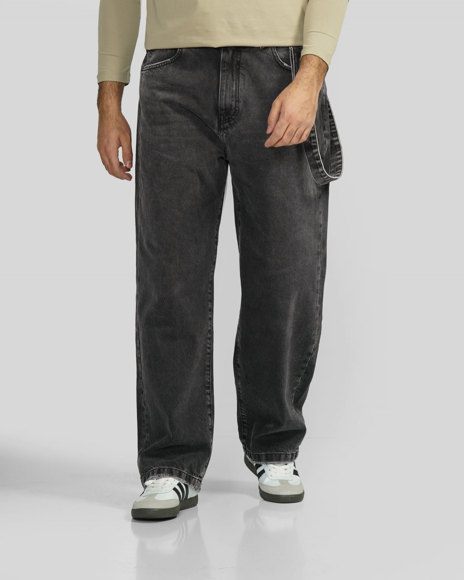 شلوار جین بگ (Baggy) ساده مردانه ذغالی 24424834