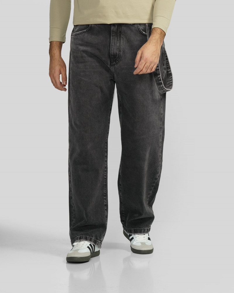 شلوار جین بگ (Baggy) ساده مردانه ذغالی 24424834