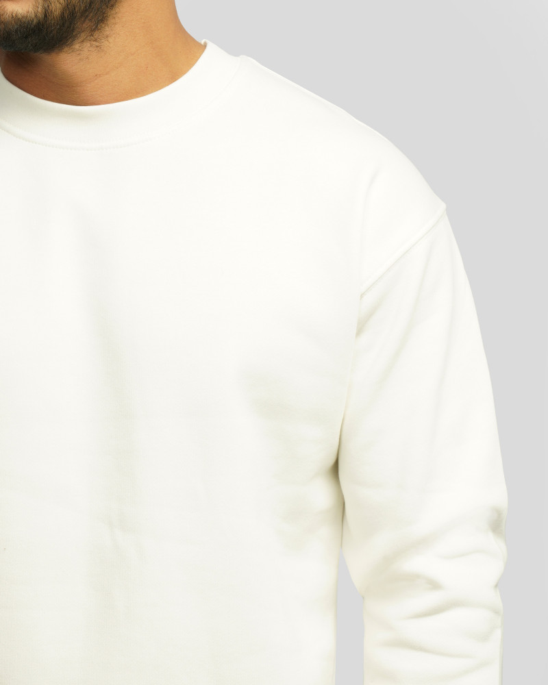 پلیور دورس یقه گرد ساده مردانه شیری 24357261