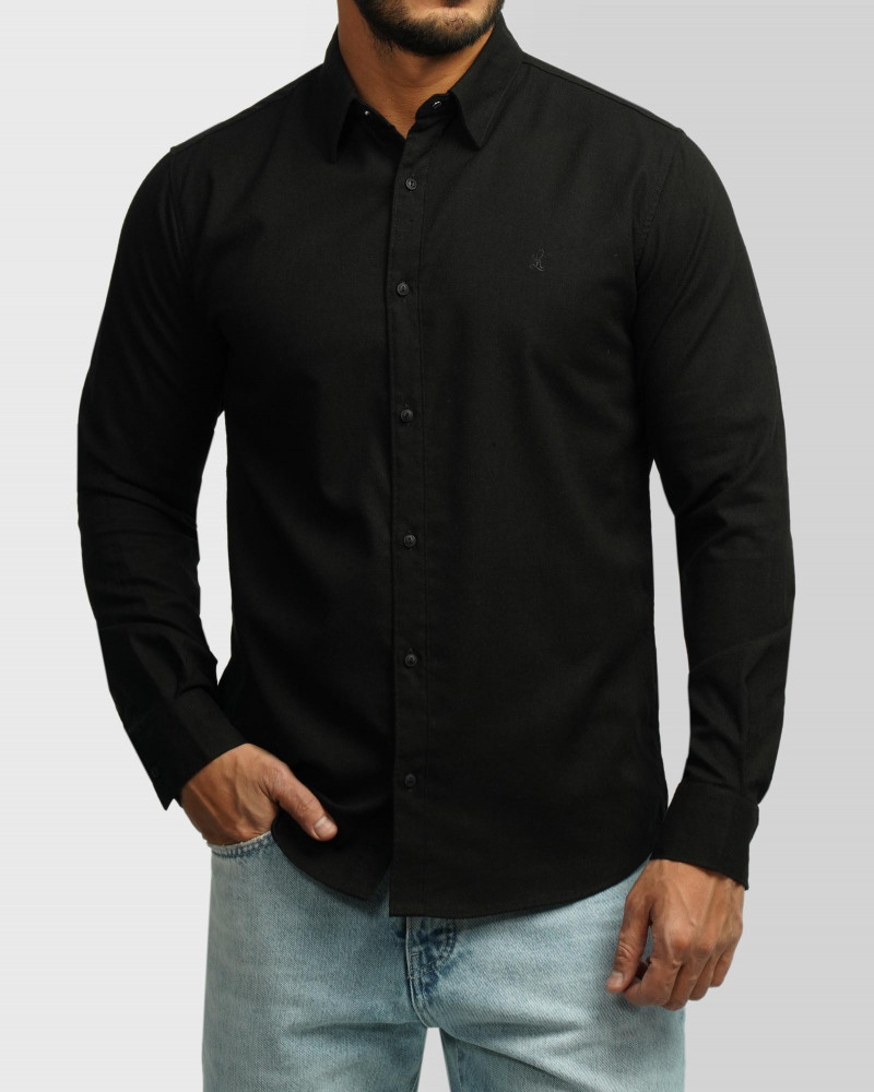 خرید و قیمت پیراهن آستین بلند ساده مردانه مشکی 24321315