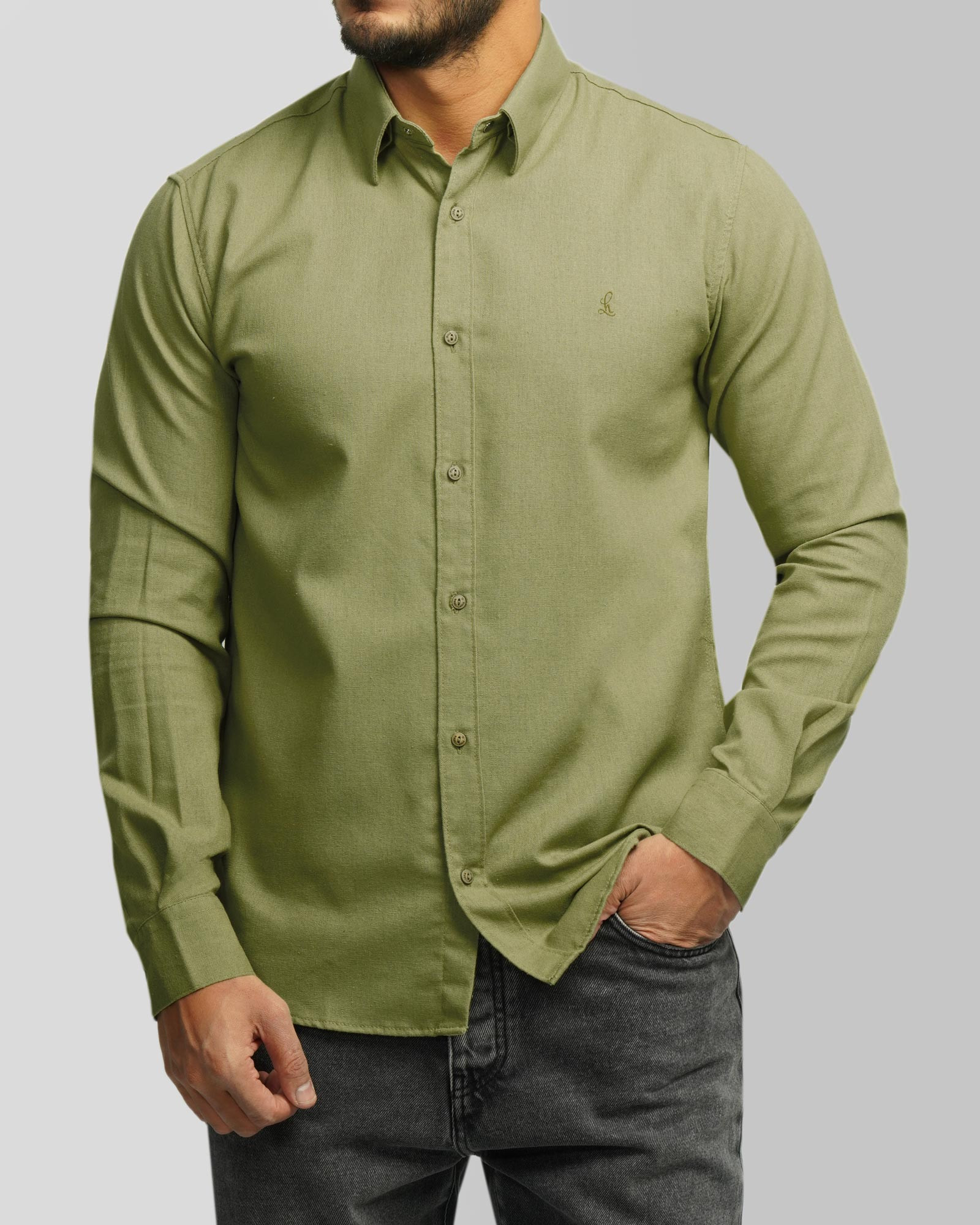 خرید و قیمت پیراهن آستین بلند ساده مردانه سبز 24321315