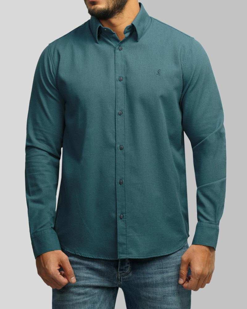 خرید و قیمت پیراهن آستین بلند ساده مردانه آبی نفتی 24321315