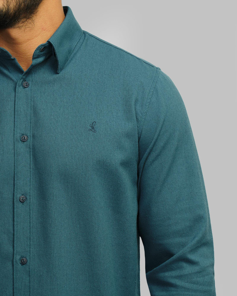 خرید و قیمت پیراهن آستین بلند ساده مردانه آبی نفتی 24321315