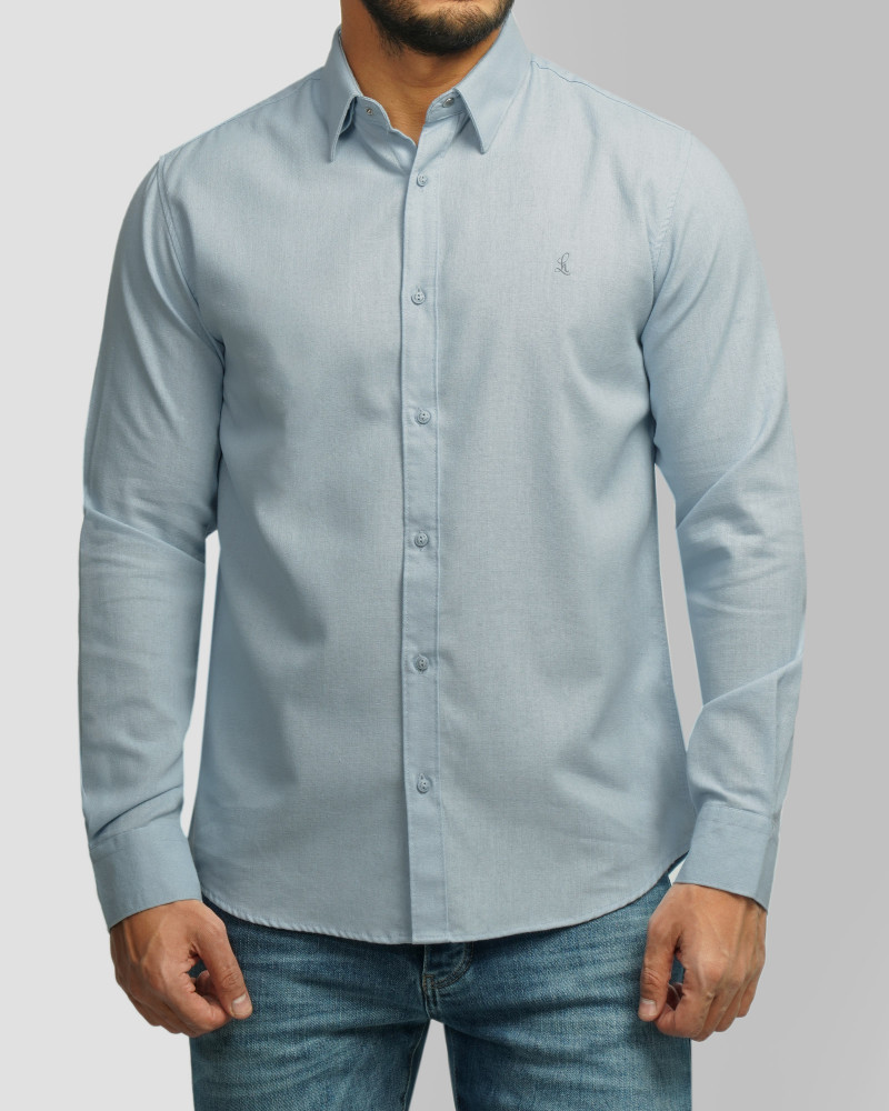 خرید و قیمت پیراهن آستین بلند ساده مردانه آبی روشن 24321315