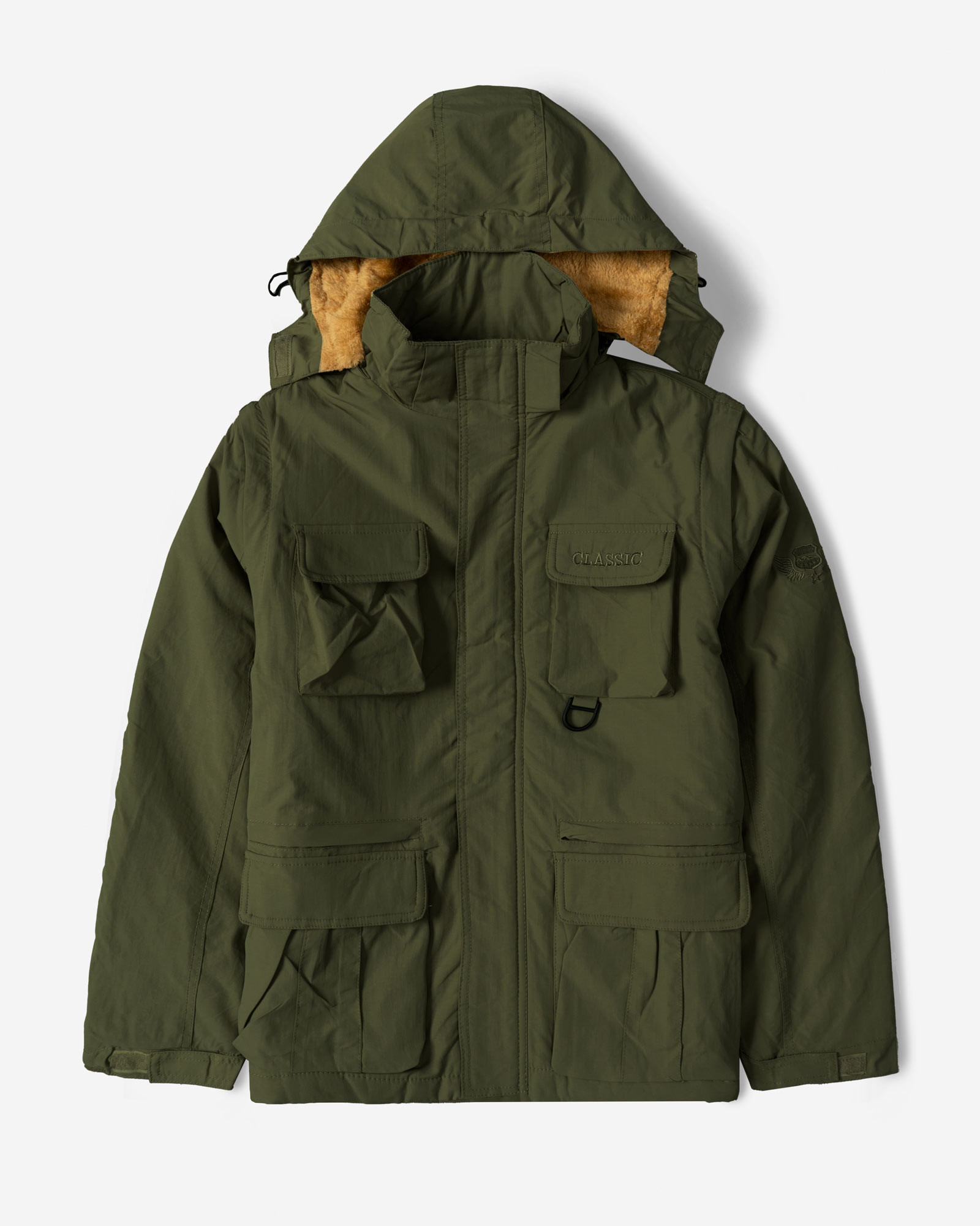 کاپشن ضخیم کلاه دار مردانه سبز 24351126