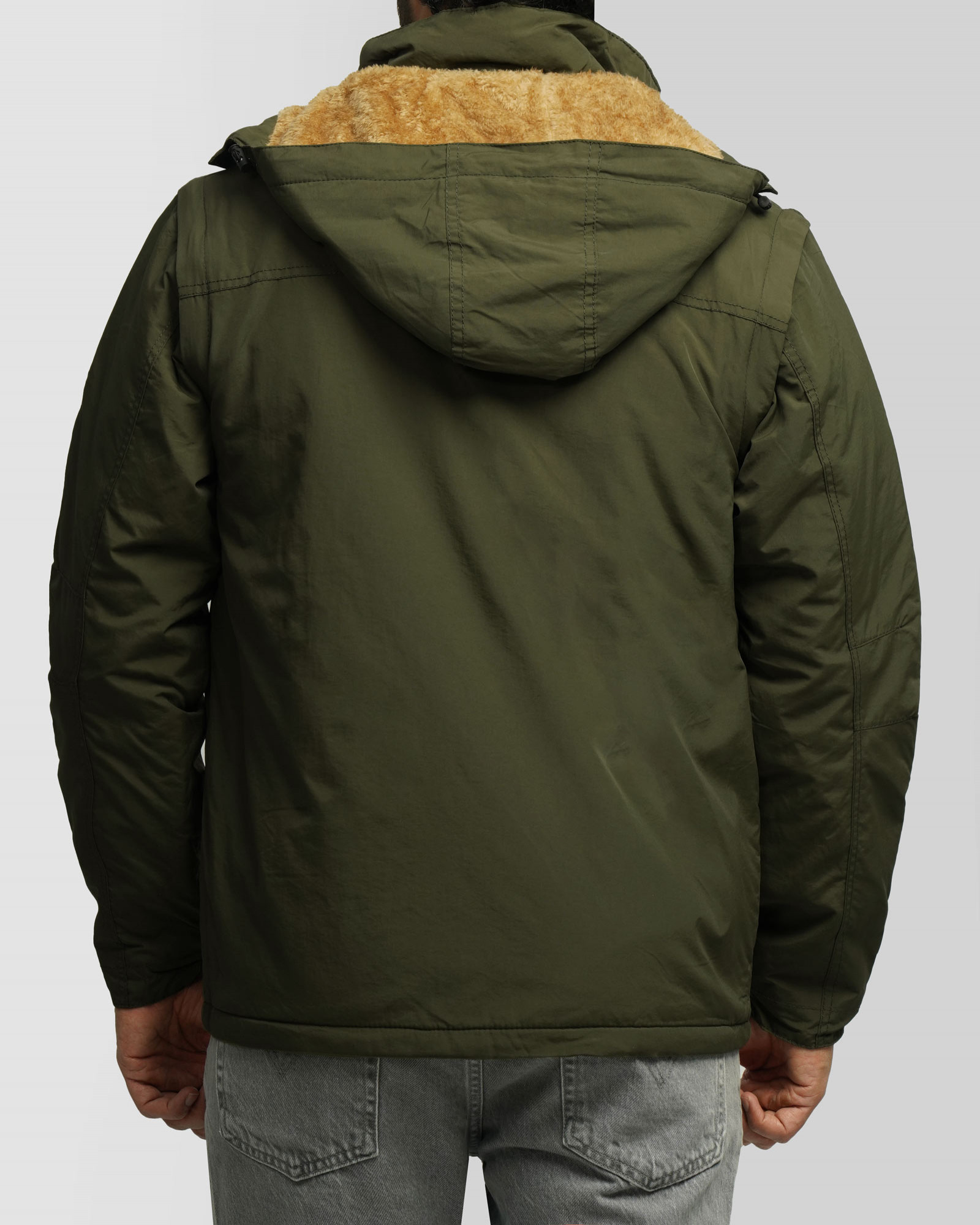 کاپشن ضخیم کلاه دار مردانه سبز 24351126