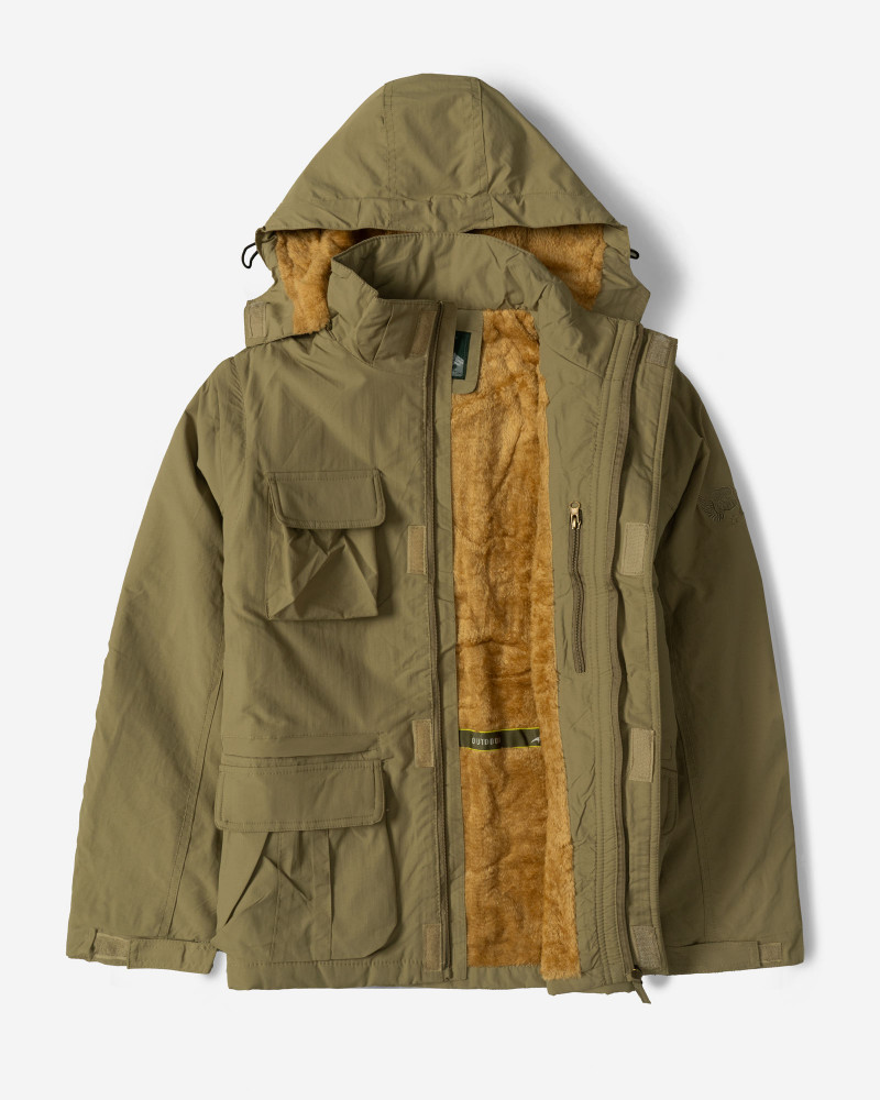 کاپشن ضخیم کلاه دار مردانه کرم 24351126