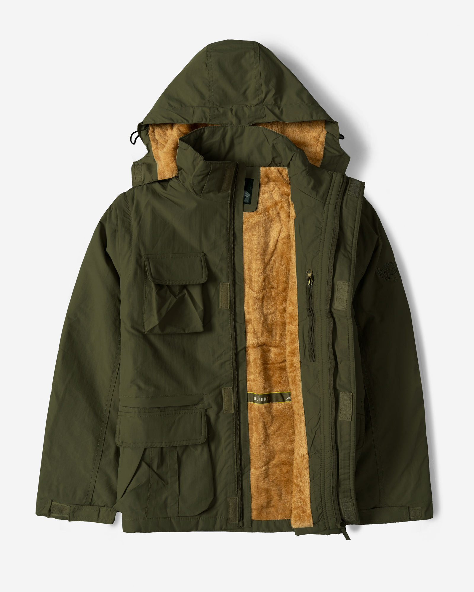 کاپشن ضخیم کلاه دار مردانه سبز 24351126