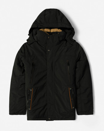 کاپشن ضخیم کلاه دار مردانه مشکی 24351128