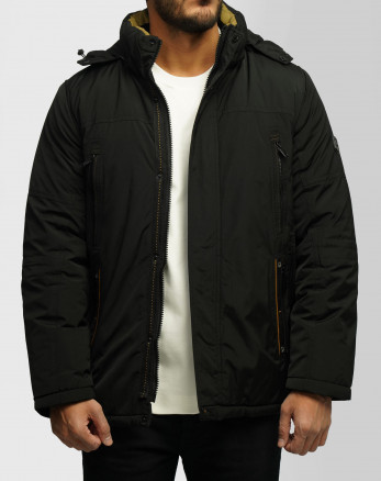 کاپشن ضخیم کلاه دار مردانه مشکی 24351128