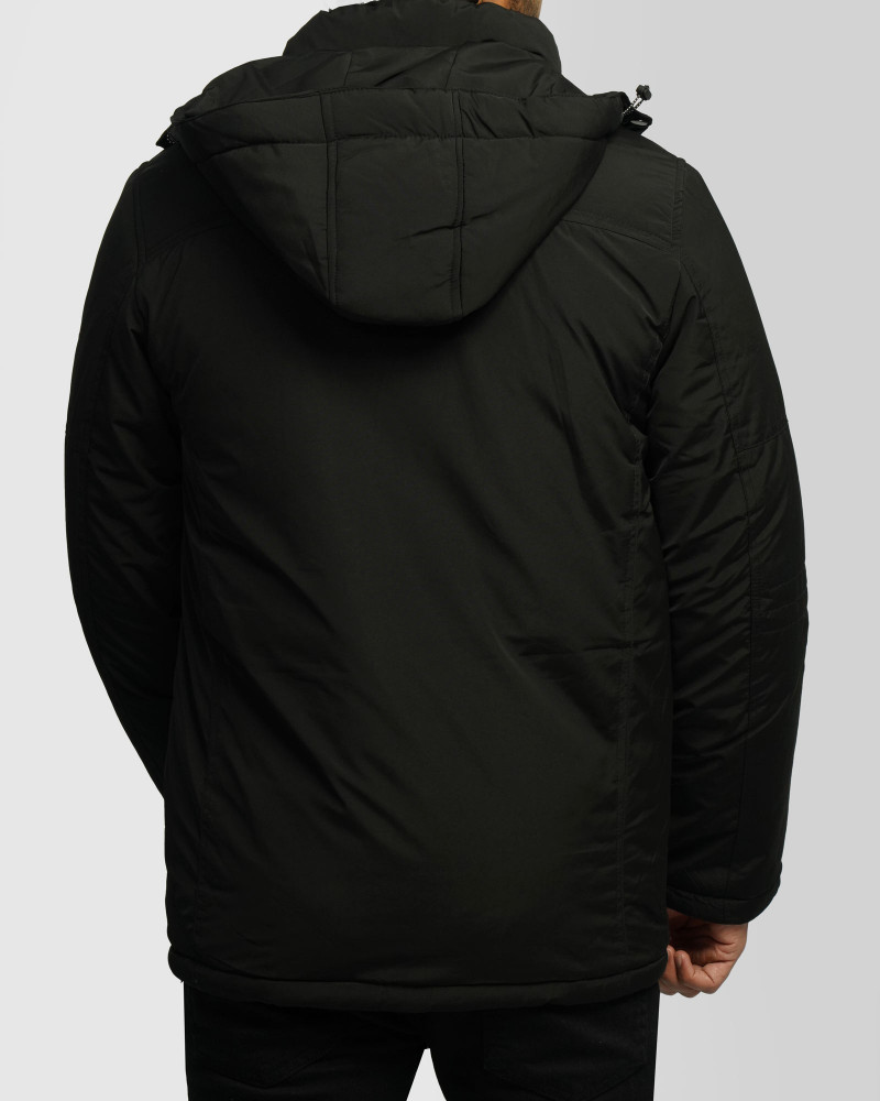 کاپشن ضخیم کلاه دار مردانه مشکی 24351128