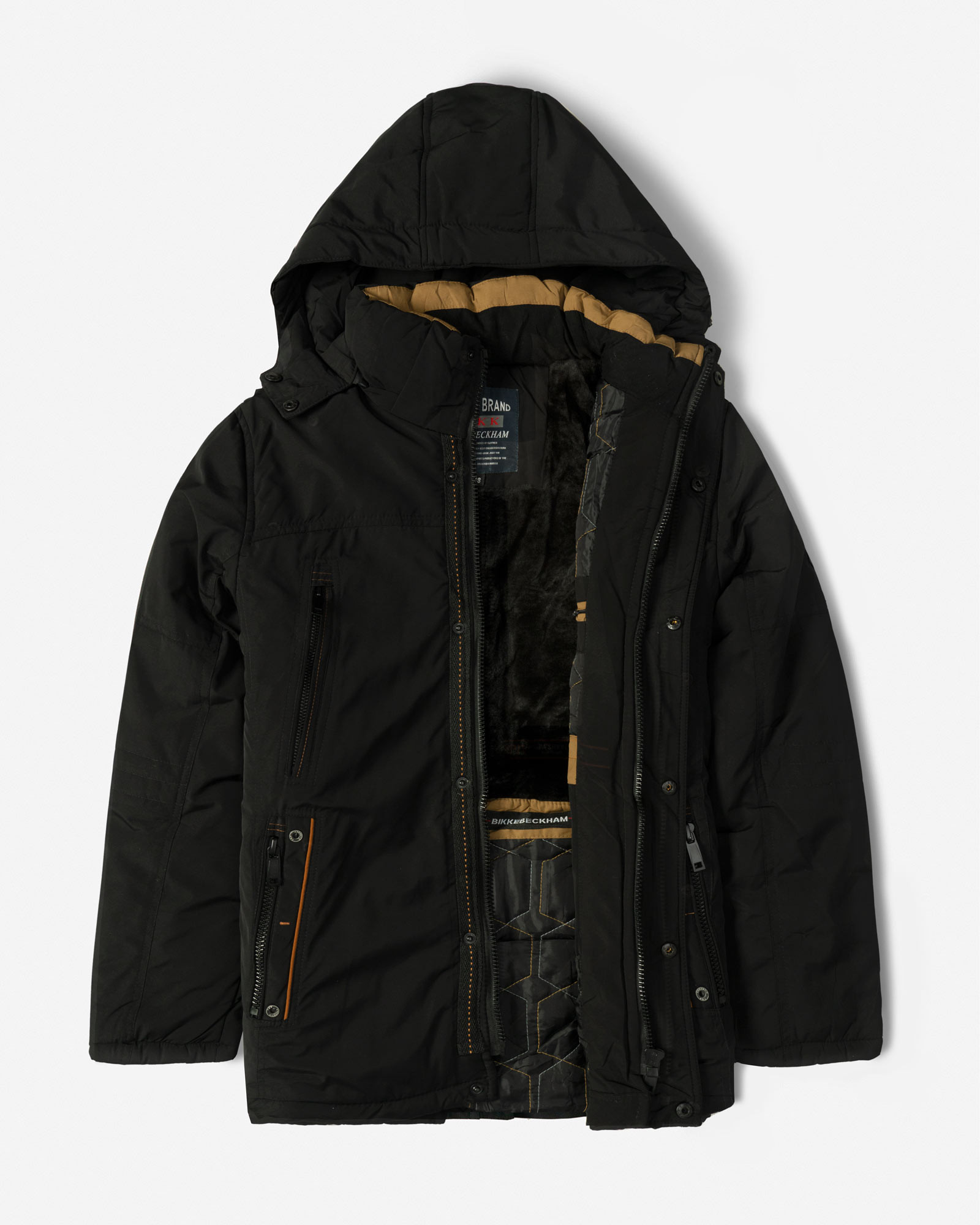 کاپشن ضخیم کلاه دار مردانه مشکی 24351128