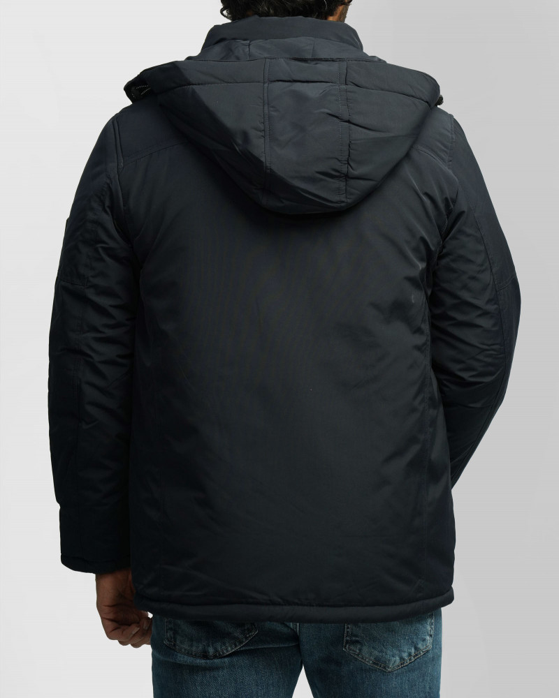 کاپشن ضخیم کلاه دار مردانه سرمه ای 24351128