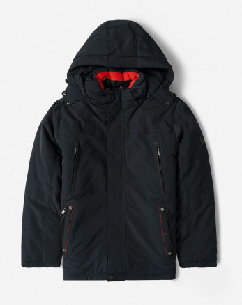 کاپشن ضخیم کلاه دار مردانه سرمه ای 24351128