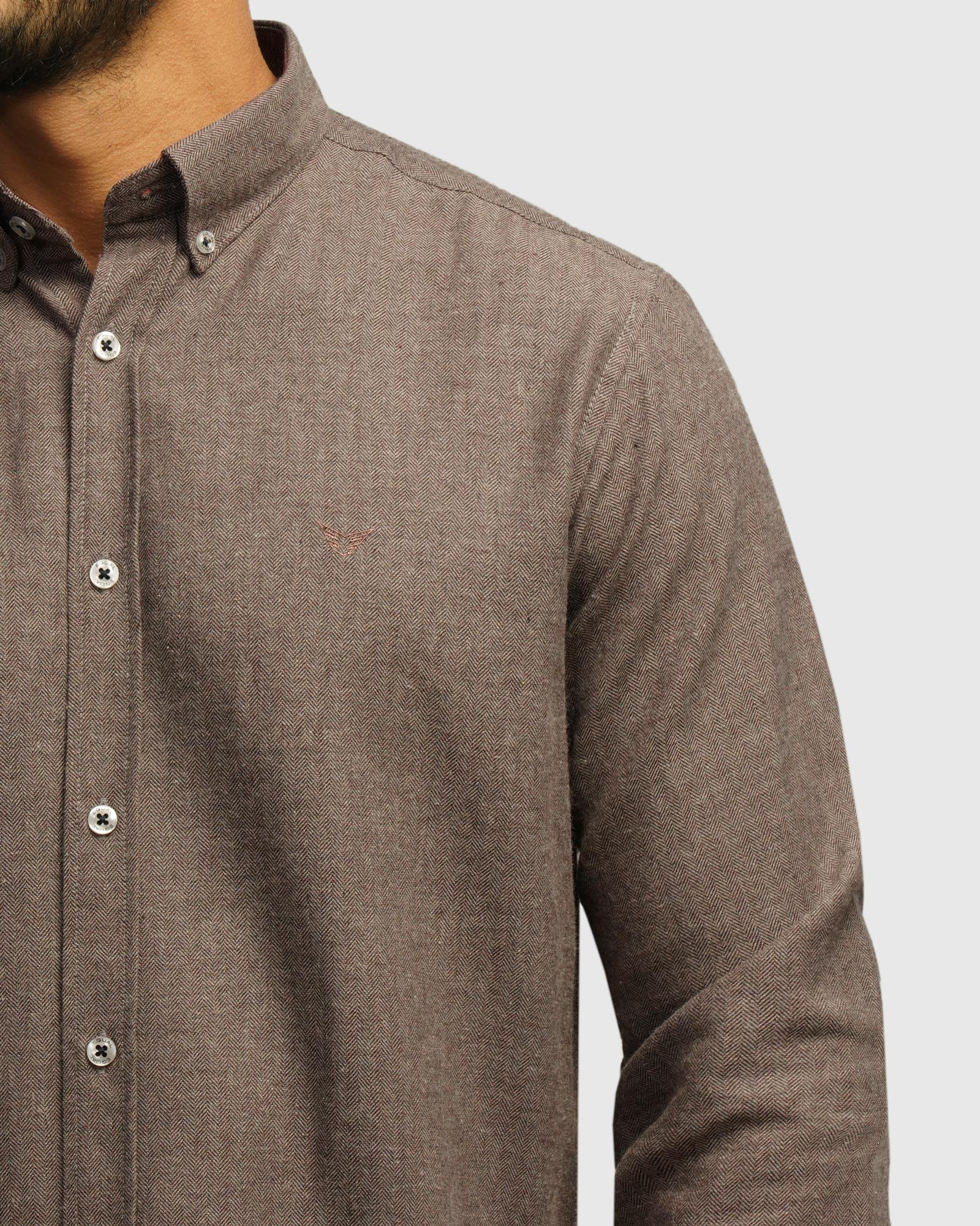 خرید و قیمت پیراهن نیمه ضخیم ساده مردانه قهوه ای 24468168