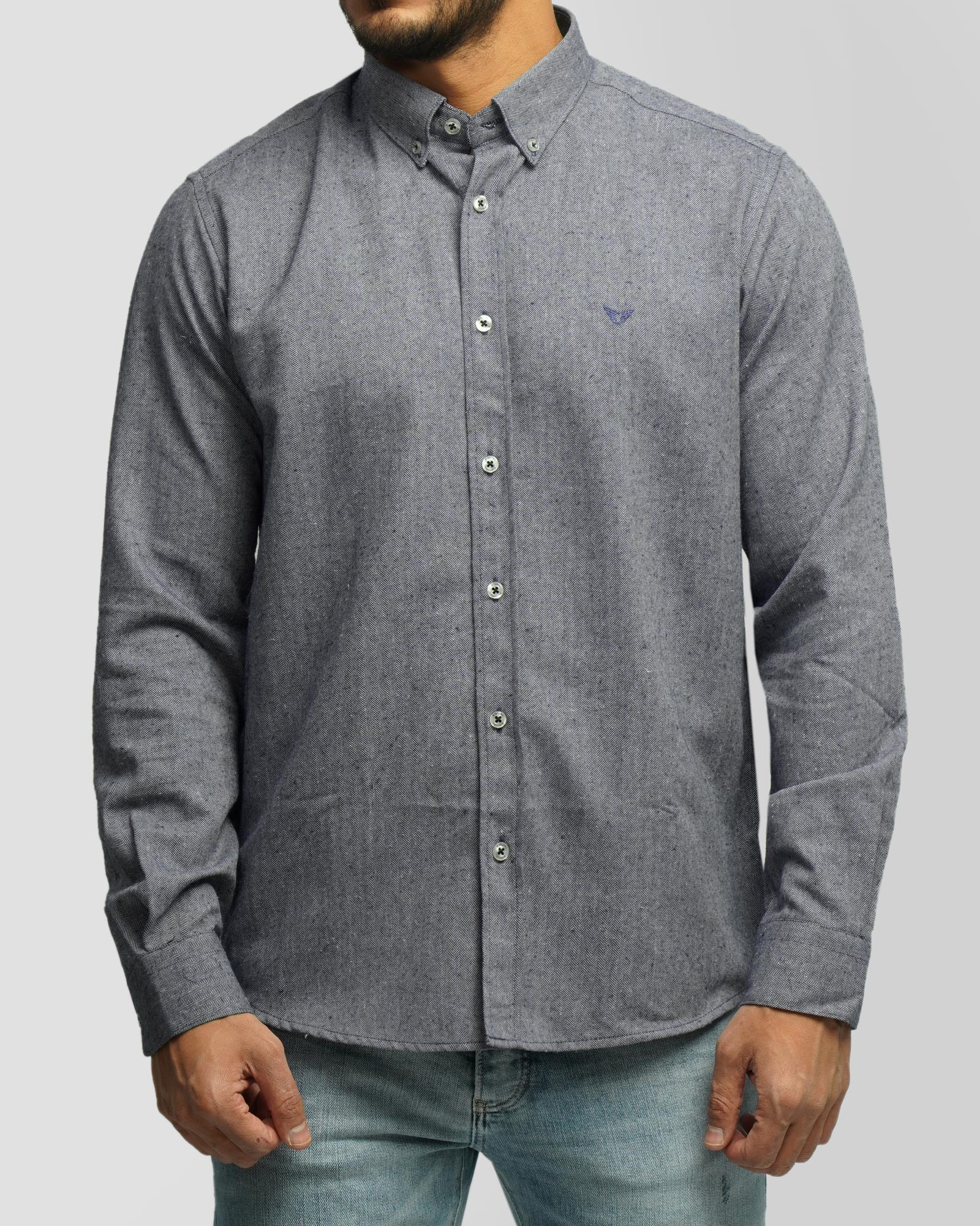 خرید و قیمت پیراهن نیمه ضخیم ساده مردانه سرمه ای 24468168